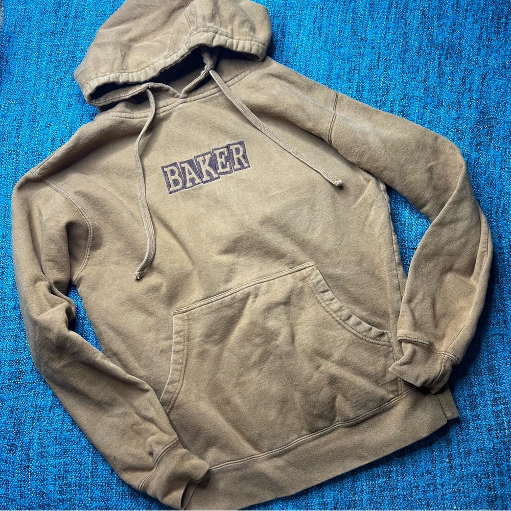 Baker Skateboards Embroidered Hoodie in Tan Brown